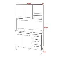 Cozinha Compacta Vivian 120cm 5 Portas 3 Gavetas Armário Aéreo E Balcão Savana Preto - 6