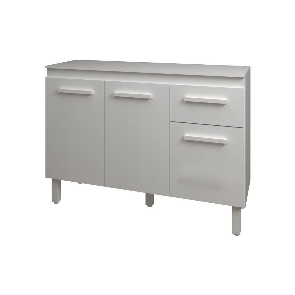 Balcão De Cozinha 3 Portas 2 Gavetas Armário Multiuso Vivian Branco - 2