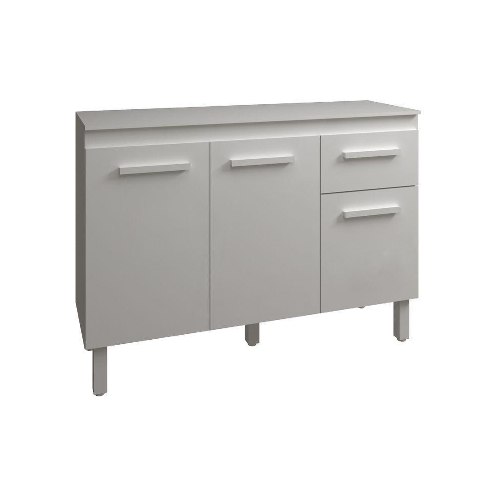 Balcão De Cozinha 3 Portas 2 Gavetas Armário Multiuso Vivian Branco - 4