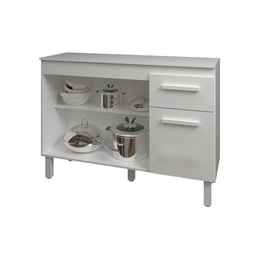 Balcão De Cozinha 3 Portas 2 Gavetas Armário Multiuso Vivian Branco - 5