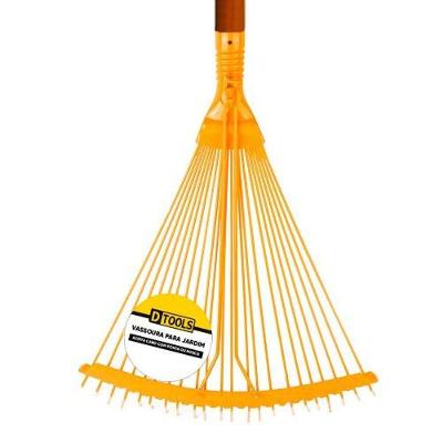 Vassoura De Aço Regulável 22 Dentes Para Jardim - Amarela