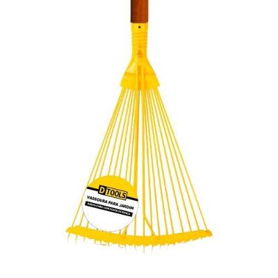 Vassoura Aço Arame 18 Dentes Com Cabo Para Jardim - Dtools 21626