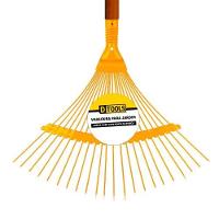 Vassoura De Aço Fixa 22 Dentes Para Jardim - Amarela - Com Cabo Revestido - 1