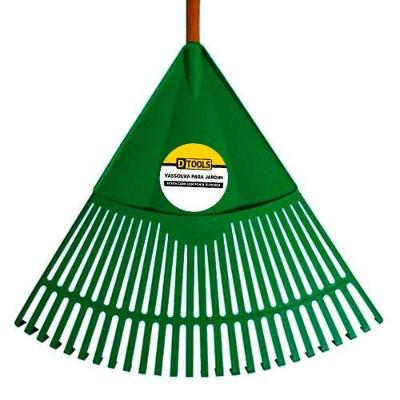 Vassoura Plástica 26 Dentes Para Jardim Com Cabo Magnífica - Dtools 60x54x3cm
