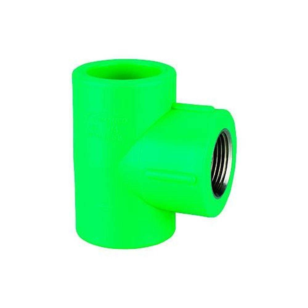 Tee Ppr 25mm X 3-4'' Para água Quente E Fria - Resistente Química - Amanco - 1