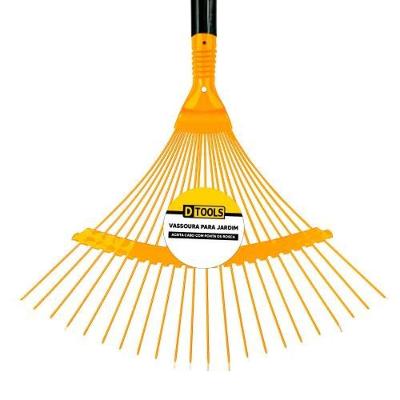 Vassoura Aço Regulável 22 Dentes Para Jardim - Altura 2,5cm Largura 27,5cm Comprimento 37,5cm