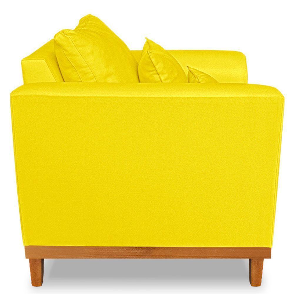 Poltrona Estofada Decorativa Beny Tecido Suede Amarelo - 4