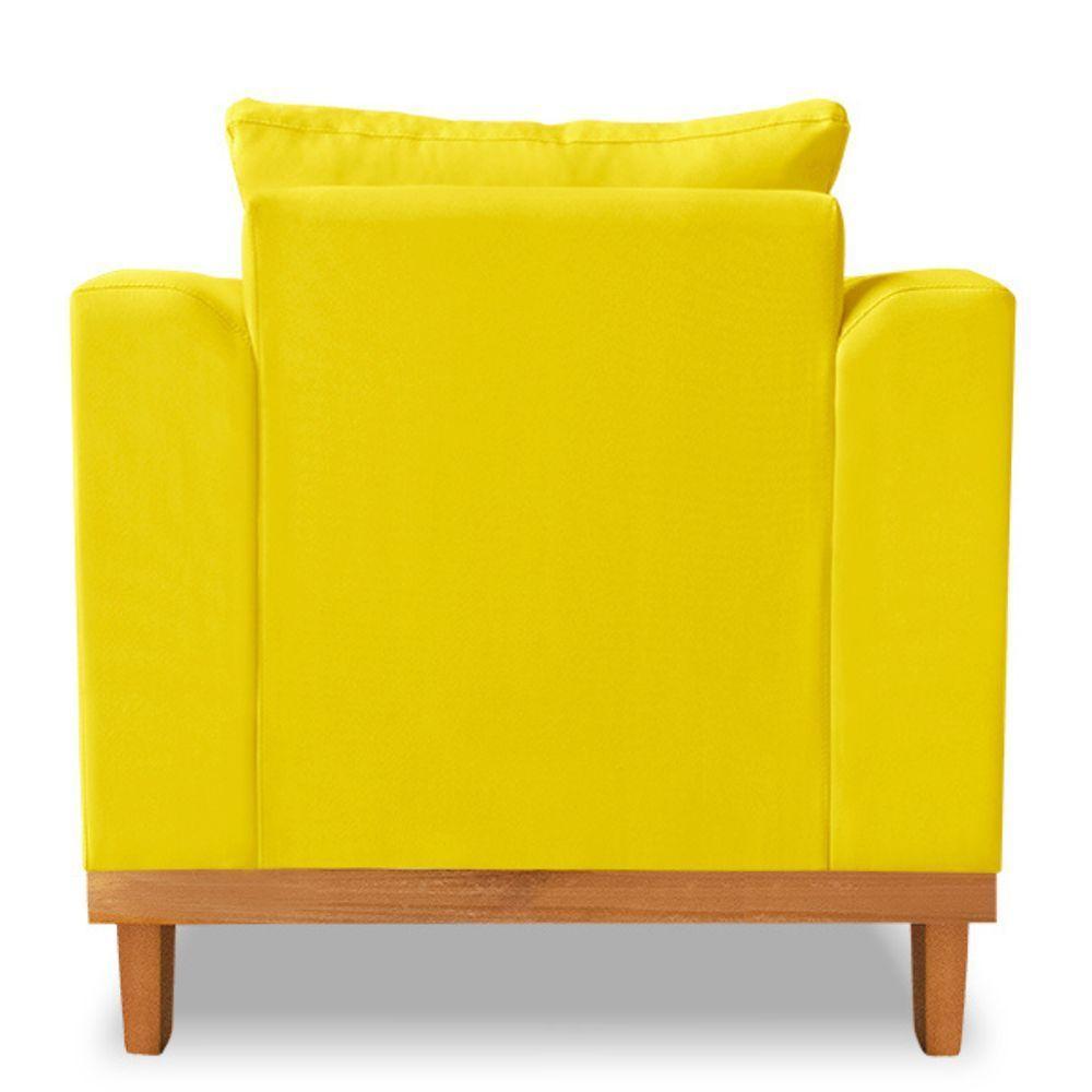 Poltrona Estofada Decorativa Beny Tecido Suede Amarelo - 5