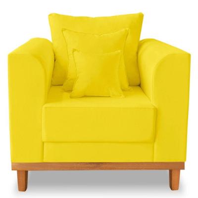 Poltrona Estofada Decorativa Beny Tecido Suede Amarelo