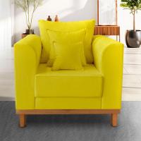Poltrona Estofada Decorativa Beny Tecido Suede Amarelo - 2