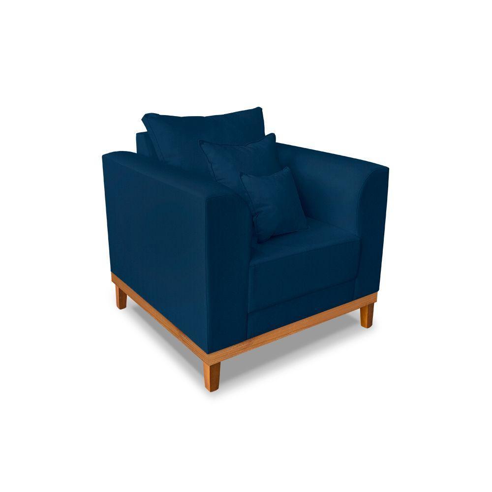 Kit Sofá 3 Lugares E 2 Poltronas Beny Viena Linho Azul - 6