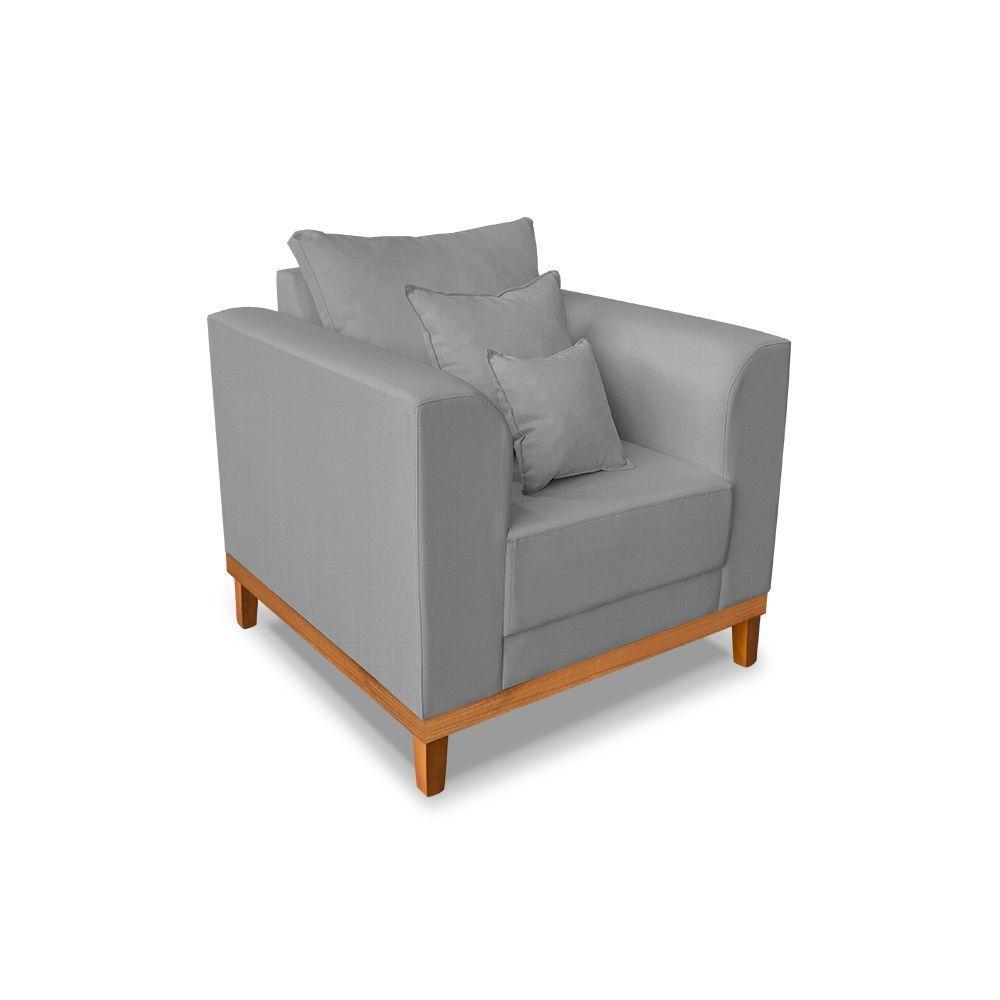 Kit Sofá 3 Lugares E 2 Poltronas Beny Viena Linho Cinza - 5