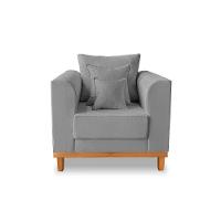 Kit Sofá 3 Lugares E 2 Poltronas Beny Viena Linho Cinza - 6