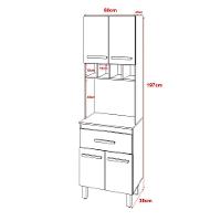 Armário Paneleiro Vivian Com Adega 4 Portas 1 Gaveta Cozinha Compacta Savana Preto - 3