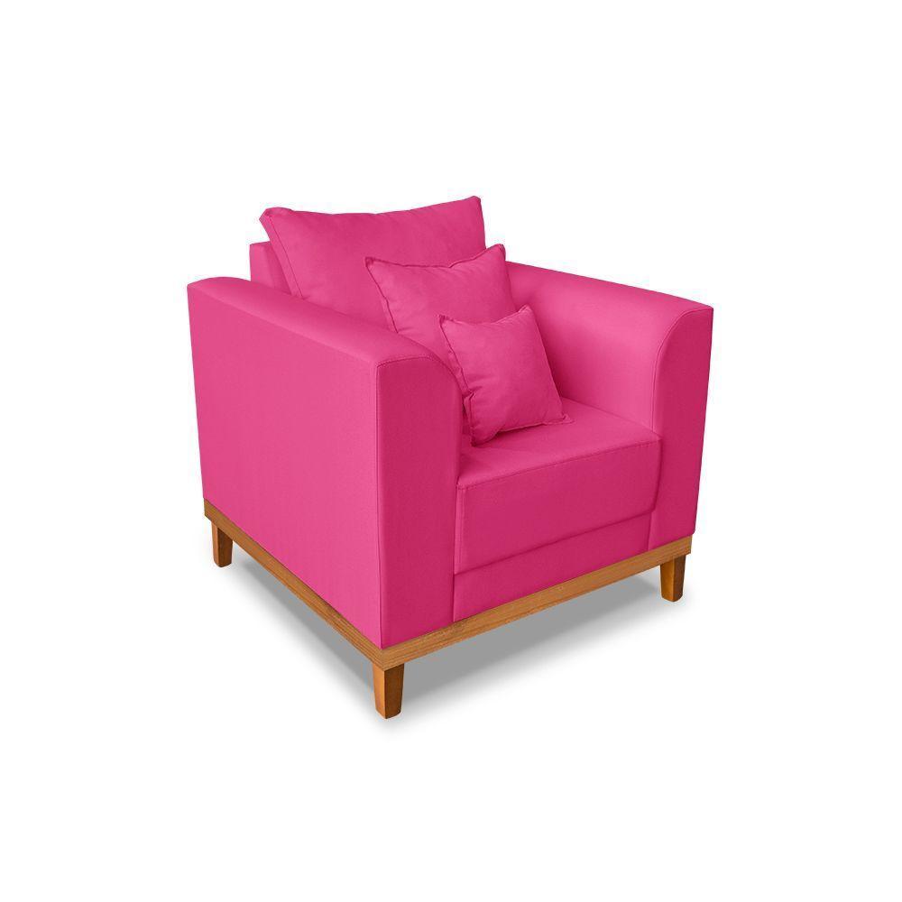 Kit Sofá 3 Lugares E 2 Poltronas Beny Viena Suede Rosa - 5