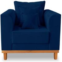 Poltrona Estofada Decorativa Beny Linho Azul Marinho - 5