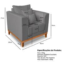 Poltrona Estofada Decorativa Beny Linho Azul Marinho - 6