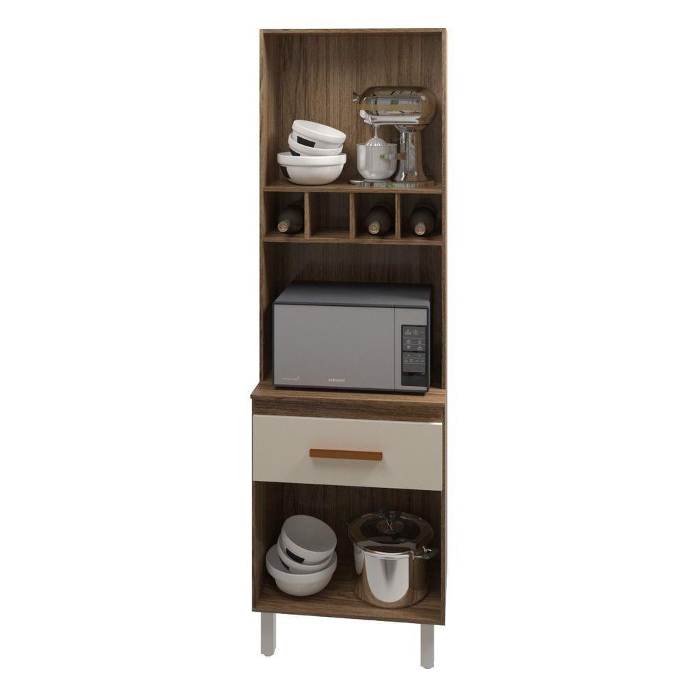 Armário Paneleiro Vivian Com Adega 4 Portas 1 Gaveta Cozinha Compacta Savana Off White - 5