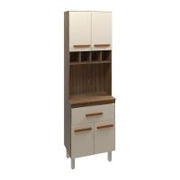 Armário Paneleiro Vivian Com Adega 4 Portas 1 Gaveta Cozinha Compacta Savana Off White - 2