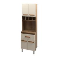 Armário Paneleiro Vivian Com Adega 4 Portas 1 Gaveta Cozinha Compacta Savana Off White