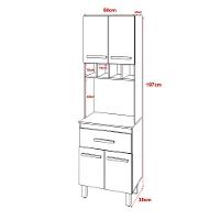 Armário Paneleiro Vivian Com Adega 4 Portas 1 Gaveta Cozinha Compacta Savana Off White - 6