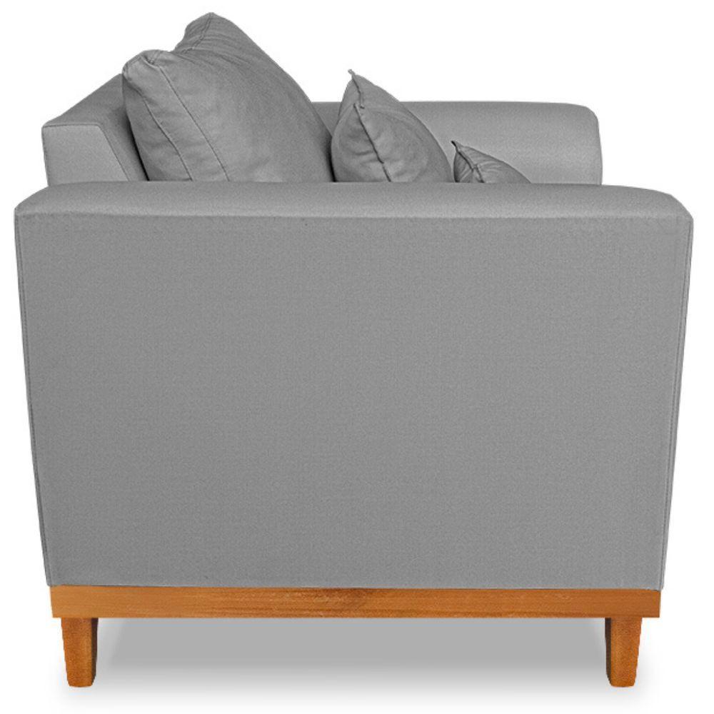 Poltrona Estofada Decorativa Beny Tecido Suede Cinza - 4