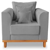 Poltrona Estofada Decorativa Beny Tecido Suede Cinza - 1