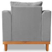 Poltrona Estofada Decorativa Beny Tecido Suede Cinza - 2