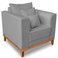 Poltrona Estofada Decorativa Beny Tecido Suede Cinza - 3
