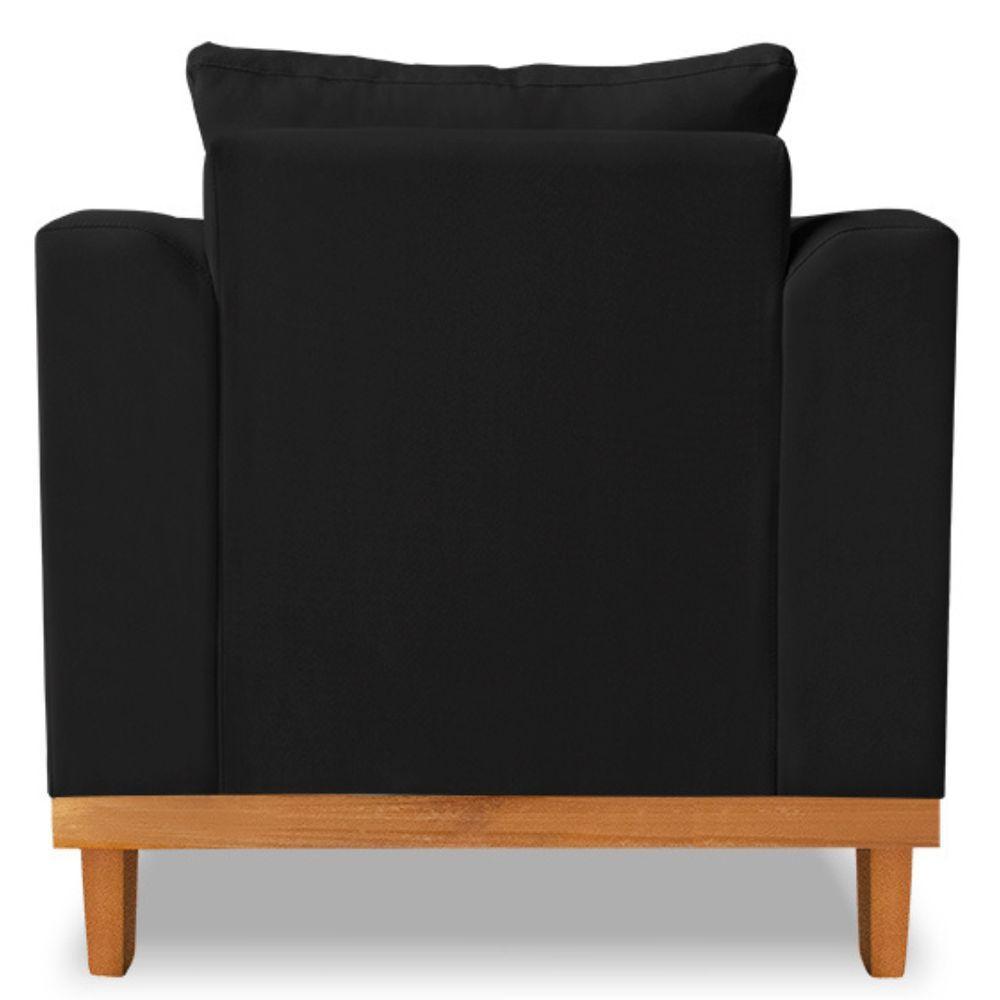 Poltrona Estofada Decorativa Beny Tecido Suede Preto - 3