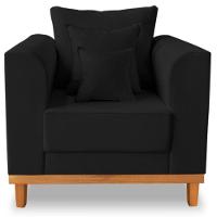 Poltrona Estofada Decorativa Beny Tecido Suede Preto - 1