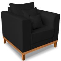 Poltrona Estofada Decorativa Beny Tecido Suede Preto - 2