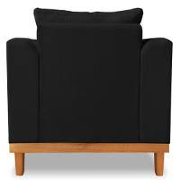 Poltrona Estofada Decorativa Beny Tecido Suede Preto - 3