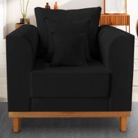 Poltrona Estofada Decorativa Beny Tecido Suede Preto