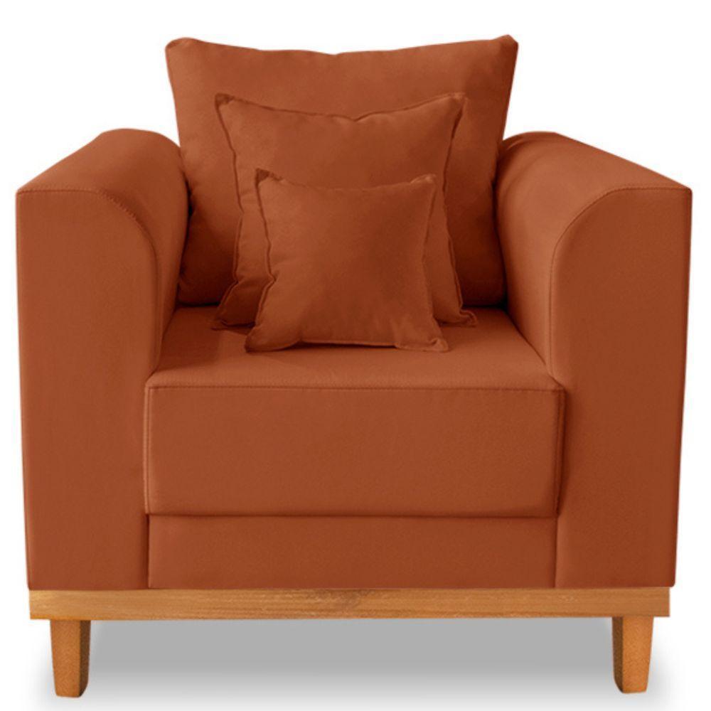 Poltrona Estofada Decorativa Beny Tecido Suede Terracota - 1
