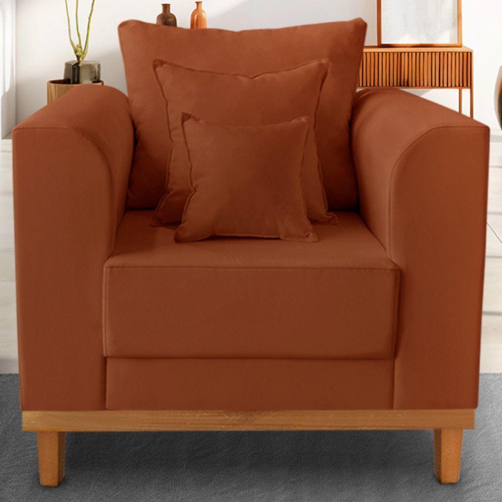 Poltrona Estofada Decorativa Beny Tecido Suede Terracota - 2