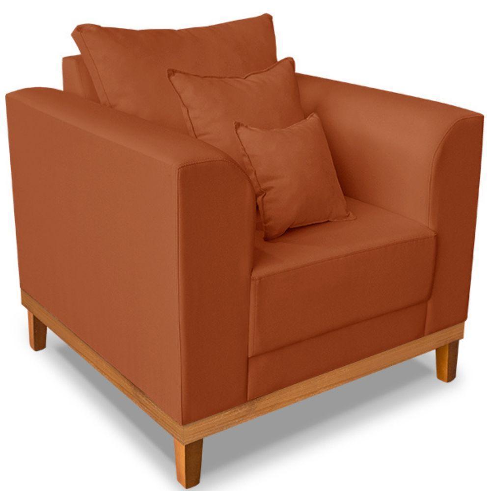 Poltrona Estofada Decorativa Beny Tecido Suede Terracota - 5