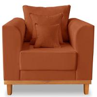 Poltrona Estofada Decorativa Beny Tecido Suede Terracota - 1