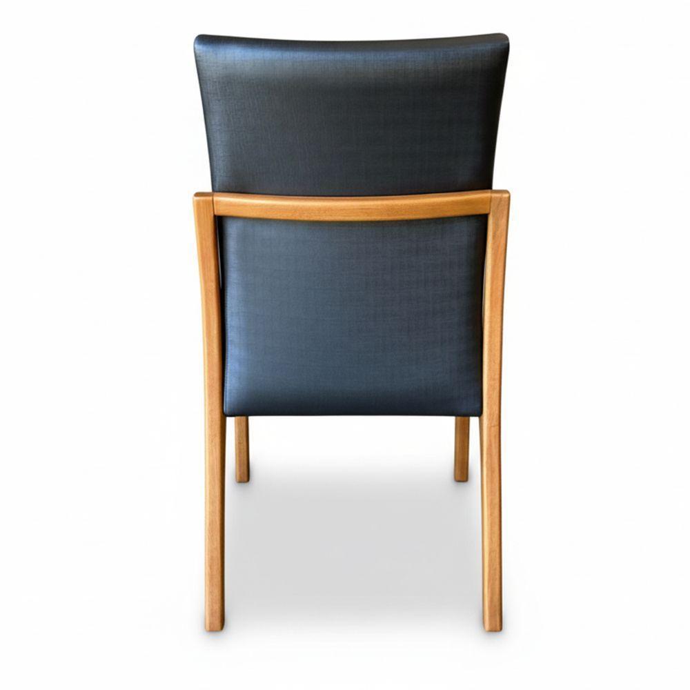 Kit 2 Cadeira Aura Estofada Estrutura Em Madeira Maciça Courino Preto Conforto Para Sala De Jantar Mobília Decor - 2