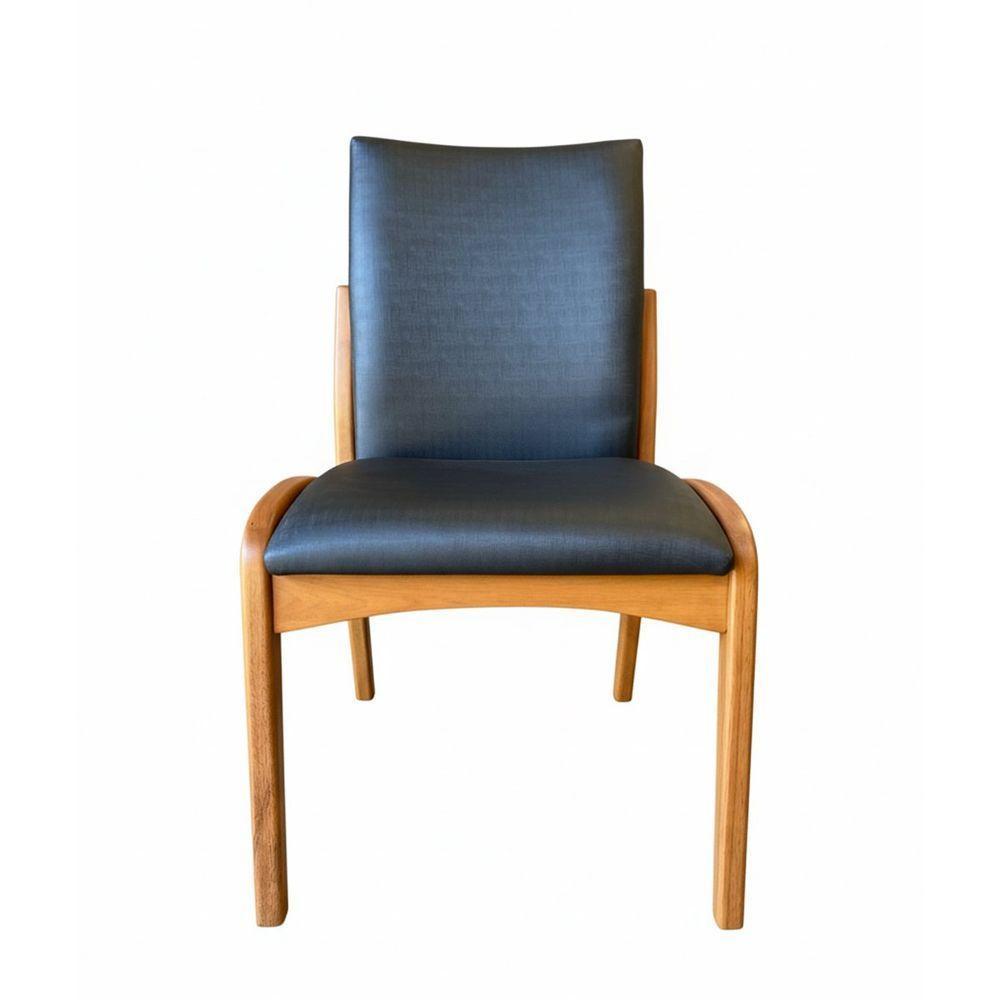 Kit 2 Cadeira Aura Estofada Estrutura Em Madeira Maciça Courino Preto Conforto Para Sala De Jantar Mobília Decor - 7