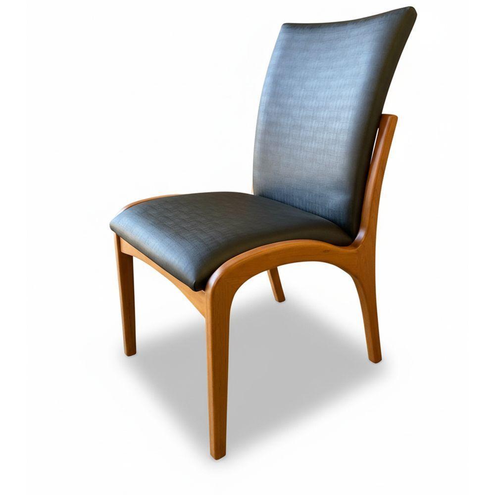 Kit 2 Cadeira Aura Estofada Estrutura Em Madeira Maciça Courino Preto Conforto Para Sala De Jantar Mobília Decor - 9