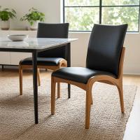 Kit 2 Cadeira Aura Estofada Estrutura Em Madeira Maciça Courino Preto Conforto Para Sala De Jantar Mobília Decor - 1