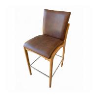 Kit 2 Banqueta Aura Alta Madeira Maciça E Courino Marrom Design Moderno Conforto Com Apoio Para Pés Mobília Decor - 6