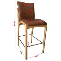 Kit 2 Banqueta Aura Alta Madeira Maciça E Courino Marrom Design Moderno Conforto Com Apoio Para Pés Mobília Decor - 9