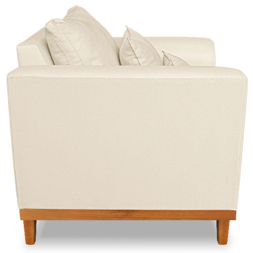 Poltrona Estofada Decorativa Beny Tecido Linho Bege - 3