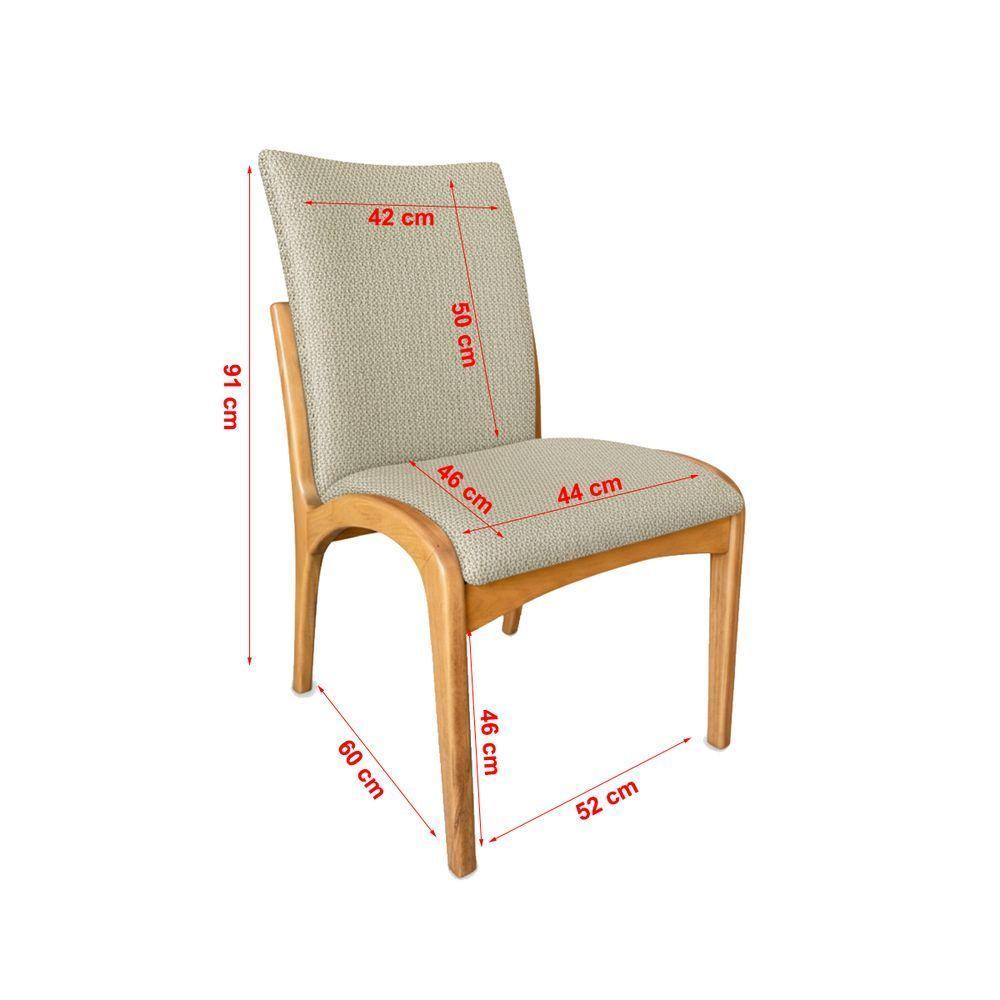 Kit 2 Cadeira Aura Estofada Estrutura Em Madeira Maciça Linho 28 Areia Conforto Para Sala De Jantar Mobília Decor - 8