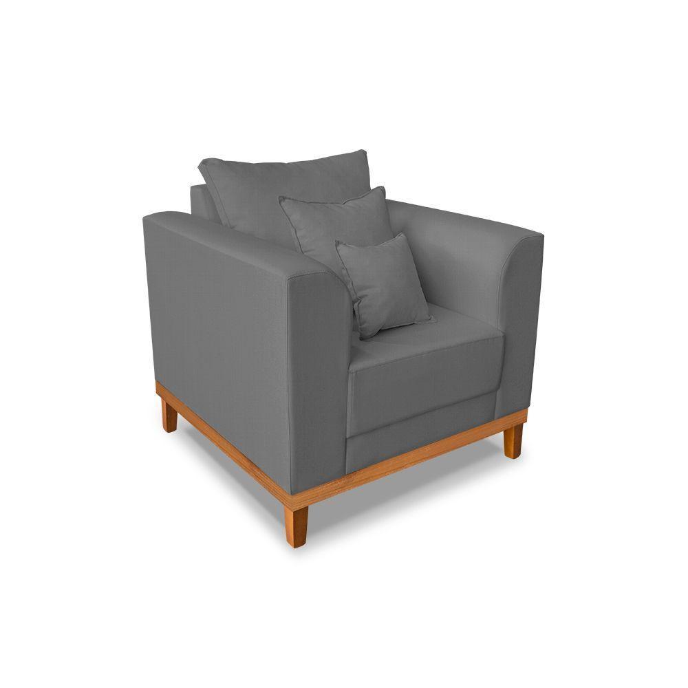 Kit Sofá 3 Lugares E 2 Poltronas Beny Viena Linho Grafite - 5