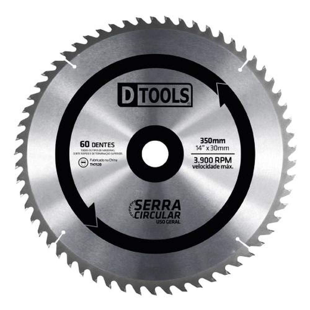 Serra Circular 14'' 60 Dentes Vídea Para Madeira - Dtools 350mm - 1