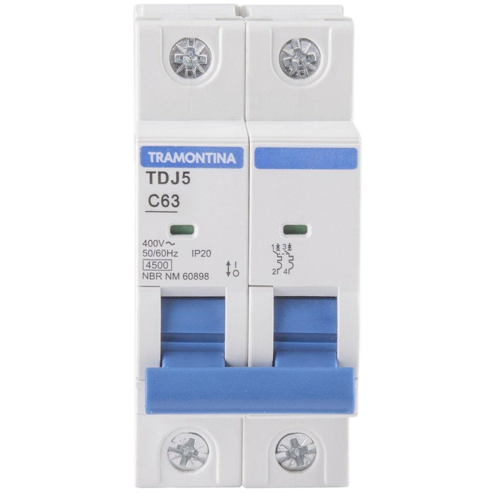 Minidisjuntor Tdj5-2c63 2 P 63 A 4,5 Ka Curva C Tramontina Tramontina - 6