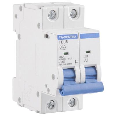 Minidisjuntor Tdj5-2c63 2 P 63 A 4,5 Ka Curva C Tramontina Tramontina